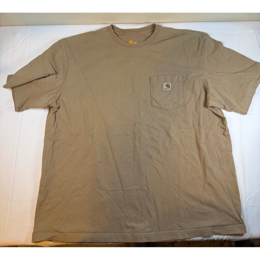 Carhartt‎ Mens K87 Heavyweight Pocket T-Shirt 2XL Original Fit Desert Brown